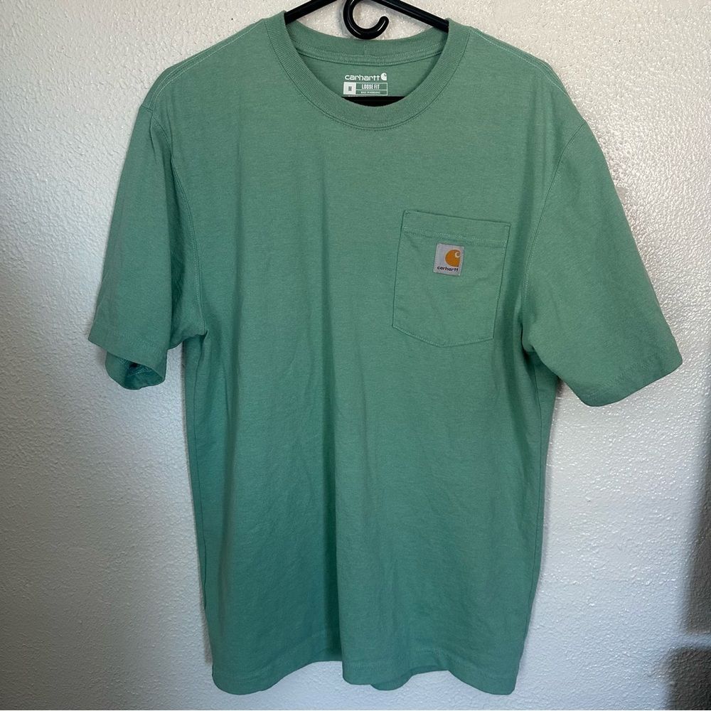 Carhartt Men’s Medium Loose Fit Light Green Pocket Tshirt Short Sleeve Workwear